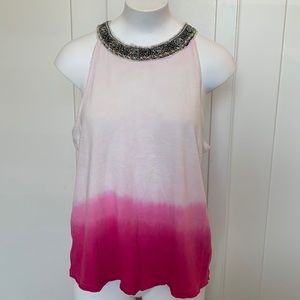Free People Boho Pink Ombré Beaded Tank
